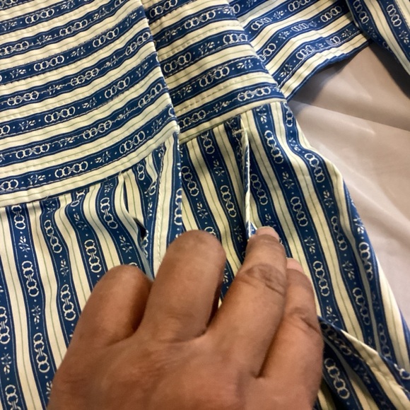 TORY BURCH GEMINI LINK WRAP SKIRT STRIPE BLUE A-LINE SZ 10 EUC $398 - Picture 8 of 12